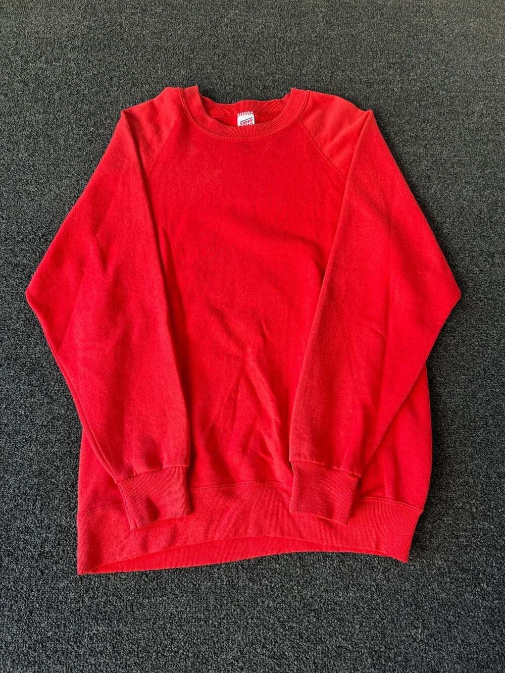 Vintage 80s Soffe Sweats Blank Red Raglan Crewneck Sweatshirt Made in USA